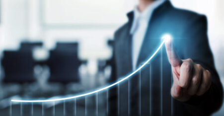 Grafiek met stijgende lijn als visualisatie van de verdubbeling van de orderwaarde door oplossingsgericht en consultative selling in B2B